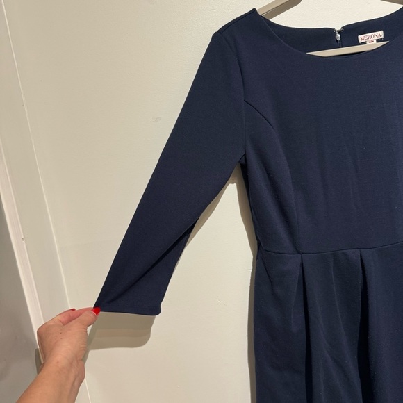 Bundle of 2 Merona Navy and Black Striped Long Sleeve Dresses. Size Medium - Picture 4 of 16